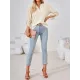 Jacquard Solid Color Loose Three-Quarter Sleeves V-Neck T-Shirts Jacquard Solid Color Loose Three-Quarter Sleeves V-Neck T-Shirts