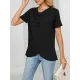Pleated Solid Color Split-Joint Loose Short Sleeves Round-Neck T-Shirts Pleated Solid Color Split-Joint Loose Short Sleeves Round-Neck T-Shirts