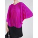 Pleated Solid Color Batwing Sleeves Loose Round-Neck T-Shirts Tops Pleated Solid Color Batwing Sleeves Loose Round-Neck T-Shirts Tops