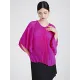 Pleated Solid Color Batwing Sleeves Loose Round-Neck T-Shirts Tops Pleated Solid Color Batwing Sleeves Loose Round-Neck T-Shirts Tops