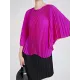 Pleated Solid Color Batwing Sleeves Loose Round-Neck T-Shirts Tops Pleated Solid Color Batwing Sleeves Loose Round-Neck T-Shirts Tops