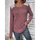 Hollow Split-Joint Long Sleeves Plus Size Round-Neck T-Shirts Tops