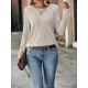 Hollow Split-Joint Long Sleeves Plus Size Round-Neck T-Shirts Tops