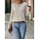 Hollow Split-Joint Long Sleeves Plus Size Round-Neck T-Shirts Tops