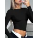 Solid Color Long Sleeves Skinny Round-Neck T-Shirts Solid Color Long Sleeves Skinny Round-Neck T-Shirts
