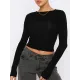 Solid Color Long Sleeves Skinny Round-Neck T-Shirts Solid Color Long Sleeves Skinny Round-Neck T-Shirts