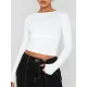 Solid Color Long Sleeves Skinny Round-Neck T-Shirts Solid Color Long Sleeves Skinny Round-Neck T-Shirts