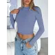 Solid Color Long Sleeves Skinny Round-Neck T-Shirts Solid Color Long Sleeves Skinny Round-Neck T-Shirts