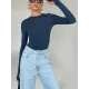 Hollow Solid Color Long Sleeves Skinny Round-Neck T-Shirts Tops Hollow Solid Color Long Sleeves Skinny Round-Neck T-Shirts Tops