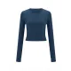 Hollow Solid Color Long Sleeves Skinny Round-Neck T-Shirts Tops Hollow Solid Color Long Sleeves Skinny Round-Neck T-Shirts Tops
