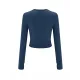 Hollow Solid Color Long Sleeves Skinny Round-Neck T-Shirts Tops Hollow Solid Color Long Sleeves Skinny Round-Neck T-Shirts Tops
