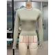 Hollow Solid Color Long Sleeves Skinny Round-Neck T-Shirts Tops Hollow Solid Color Long Sleeves Skinny Round-Neck T-Shirts Tops