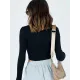 Hollow Solid Color Zipper Long Sleeves Skinny Deep V-Neck T-Shirts Tops Hollow Solid Color Zipper Long Sleeves Skinny Deep V-Neck T-Shirts Tops