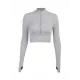 Hollow Solid Color Zipper Long Sleeves Skinny Deep V-Neck T-Shirts Tops Hollow Solid Color Zipper Long Sleeves Skinny Deep V-Neck T-Shirts Tops