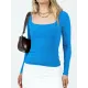 Solid Color Long Sleeves Skinny U-Neck T-Shirts Tops Solid Color Long Sleeves Skinny U-Neck T-Shirts Tops
