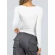 Solid Color Long Sleeves Skinny U-Neck T-Shirts Tops Solid Color Long Sleeves Skinny U-Neck T-Shirts Tops