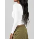 Solid Color Long Sleeves Skinny U-Neck T-Shirts Tops Solid Color Long Sleeves Skinny U-Neck T-Shirts Tops