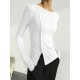 Skinny Solid Color Split-Joint Split-side Round-neck T-shirts Skinny Solid Color Split-Joint Split-side Round-neck T-shirts
