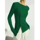 Skinny Solid Color Split-Joint Split-side Round-neck T-shirts Skinny Solid Color Split-Joint Split-side Round-neck T-shirts