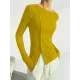 Skinny Solid Color Split-Joint Split-side Round-neck T-shirts Skinny Solid Color Split-Joint Split-side Round-neck T-shirts