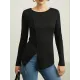 Skinny Solid Color Split-Joint Split-side Round-neck T-shirts Skinny Solid Color Split-Joint Split-side Round-neck T-shirts