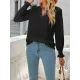 Elasticity Hollow Solid Color Long Sleeves Loose V-neck T-Shirts Tops Elasticity Hollow Solid Color Long Sleeves Loose V-neck T-Shirts Tops