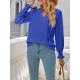 Elasticity Hollow Solid Color Long Sleeves Loose V-neck T-Shirts Tops Elasticity Hollow Solid Color Long Sleeves Loose V-neck T-Shirts Tops