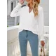 Elasticity Hollow Solid Color Long Sleeves Loose V-neck T-Shirts Tops Elasticity Hollow Solid Color Long Sleeves Loose V-neck T-Shirts Tops