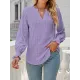 Elasticity Hollow Solid Color Long Sleeves Loose V-neck T-Shirts Tops Elasticity Hollow Solid Color Long Sleeves Loose V-neck T-Shirts Tops