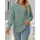 Elasticity Hollow Solid Color Long Sleeves Loose V-neck T-Shirts Tops Elasticity Hollow Solid Color Long Sleeves Loose V-neck T-Shirts Tops