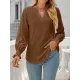 Elasticity Hollow Solid Color Long Sleeves Loose V-neck T-Shirts Tops Elasticity Hollow Solid Color Long Sleeves Loose V-neck T-Shirts Tops