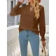 Elasticity Hollow Solid Color Long Sleeves Loose V-neck T-Shirts Tops Elasticity Hollow Solid Color Long Sleeves Loose V-neck T-Shirts Tops