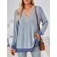 Hollow Split-Joint Split-Side Long Sleeves Loose V-Neck T-Shirts Tops Hollow Split-Joint Split-Side Long Sleeves Loose V-Neck T-Shirts Tops