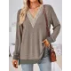 Hollow Split-Joint Split-Side Long Sleeves Loose V-Neck T-Shirts Tops Hollow Split-Joint Split-Side Long Sleeves Loose V-Neck T-Shirts Tops