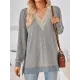 Hollow Split-Joint Split-Side Long Sleeves Loose V-Neck T-Shirts Tops Hollow Split-Joint Split-Side Long Sleeves Loose V-Neck T-Shirts Tops