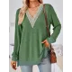 Hollow Split-Joint Split-Side Long Sleeves Loose V-Neck T-Shirts Tops Hollow Split-Joint Split-Side Long Sleeves Loose V-Neck T-Shirts Tops