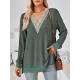 Hollow Split-Joint Split-Side Long Sleeves Loose V-Neck T-Shirts Tops Hollow Split-Joint Split-Side Long Sleeves Loose V-Neck T-Shirts Tops