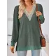 Hollow Split-Joint Split-Side Long Sleeves Loose V-Neck T-Shirts Tops Hollow Split-Joint Split-Side Long Sleeves Loose V-Neck T-Shirts Tops