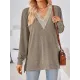 Hollow Split-Joint Split-Side Long Sleeves Loose V-Neck T-Shirts Tops Hollow Split-Joint Split-Side Long Sleeves Loose V-Neck T-Shirts Tops