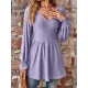 Elasticity Jacquard Pleated Solid Color Long Sleeves V-Neck T-Shirts Tops Elasticity Jacquard Pleated Solid Color Long Sleeves V-Neck T-Shirts Tops
