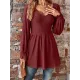 Elasticity Jacquard Pleated Solid Color Long Sleeves V-Neck T-Shirts Tops Elasticity Jacquard Pleated Solid Color Long Sleeves V-Neck T-Shirts Tops