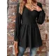 Elasticity Jacquard Pleated Solid Color Long Sleeves V-Neck T-Shirts Tops Elasticity Jacquard Pleated Solid Color Long Sleeves V-Neck T-Shirts Tops
