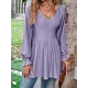 Elasticity Jacquard Pleated Solid Color Long Sleeves V-Neck T-Shirts Tops Elasticity Jacquard Pleated Solid Color Long Sleeves V-Neck T-Shirts Tops