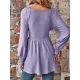 Elasticity Jacquard Pleated Solid Color Long Sleeves V-Neck T-Shirts Tops Elasticity Jacquard Pleated Solid Color Long Sleeves V-Neck T-Shirts Tops