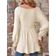 Elasticity Jacquard Pleated Solid Color Long Sleeves V-Neck T-Shirts Tops Elasticity Jacquard Pleated Solid Color Long Sleeves V-Neck T-Shirts Tops