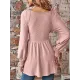 Elasticity Jacquard Pleated Solid Color Long Sleeves V-Neck T-Shirts Tops Elasticity Jacquard Pleated Solid Color Long Sleeves V-Neck T-Shirts Tops