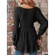Elasticity Jacquard Pleated Solid Color Long Sleeves V-Neck T-Shirts Tops Elasticity Jacquard Pleated Solid Color Long Sleeves V-Neck T-Shirts Tops