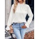 Elasticity Ruffled Solid Color Long Sleeves Ruffle Sleeves Mock Neck T-Shirts Tops Elasticity Ruffled Solid Color Long Sleeves Ruffle Sleeves Mock Neck T-Shirts Tops
