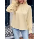 Elasticity Ruffled Solid Color Long Sleeves Ruffle Sleeves Mock Neck T-Shirts Tops Elasticity Ruffled Solid Color Long Sleeves Ruffle Sleeves Mock Neck T-Shirts Tops