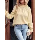 Elasticity Ruffled Solid Color Long Sleeves Ruffle Sleeves Mock Neck T-Shirts Tops Elasticity Ruffled Solid Color Long Sleeves Ruffle Sleeves Mock Neck T-Shirts Tops